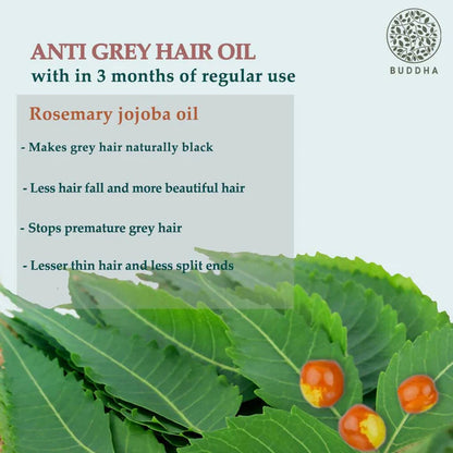 Buddha Natural Anti Grey Hair Oil For Anti Greying and Natural Hair Color - 150 ml