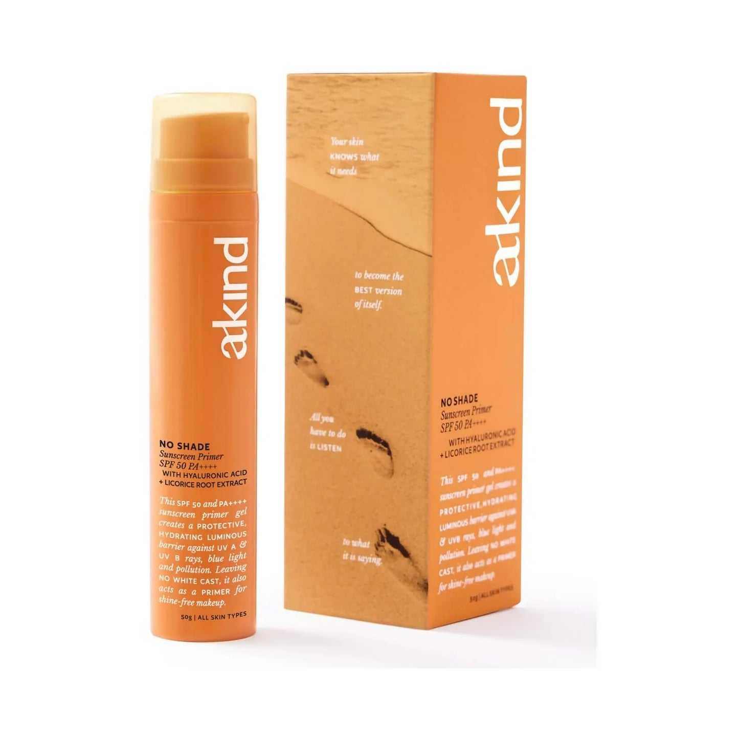 Akind No Shade Sunscreen Primer SPF 50 PA++++ - 50 gm