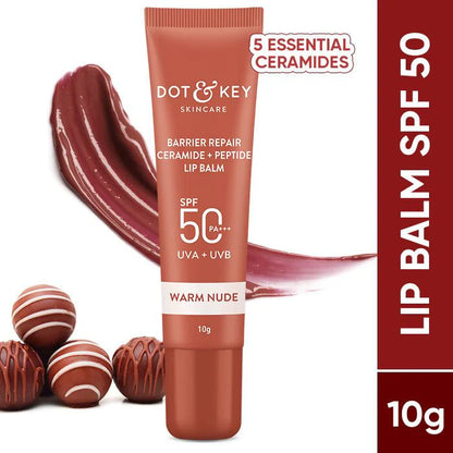 Dot & Key Barrier Repair Ceramide & Peptide SPF 50 PA+++, UVA+UVB Lip Balm - Warm Nude - 10 gm