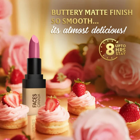 Faces Canada Comfy Matte Velvet Touch Lipstick - Strawberry Shortcake 10 - 4.2 gm