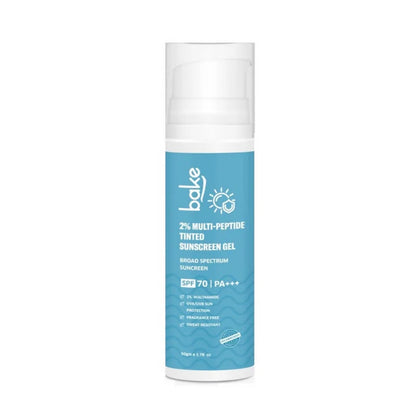 Bake 2% Multi Peptide Tinted Sunscreen Gel SPF 70 PA+++ - 50 gm