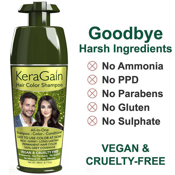 KeraGain Hair Color Shampoo (Black) - 180 ml