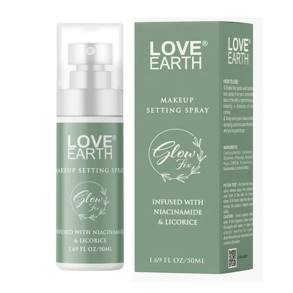 Love Earth Makeup Setting Spray Glow Fix, Infused With Niacinamide & Licorice - 50 ml