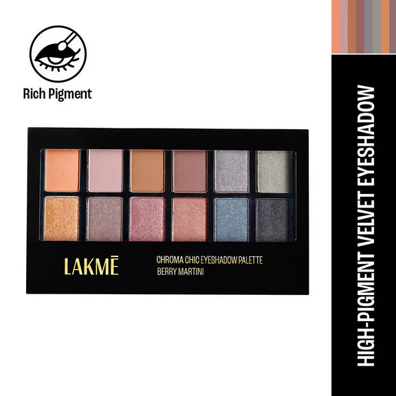 Lakme Glitterati Chroma Chic Eye Shadow Palette - Smokin Glam - 12 gm