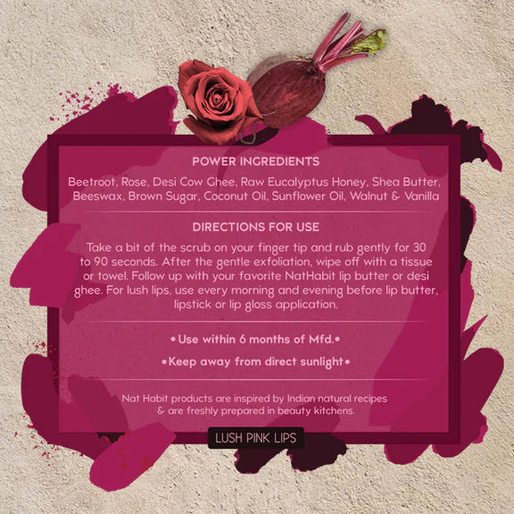 Nat Habit Beetroot Rose Fresh Lip Scrub - 12 gm