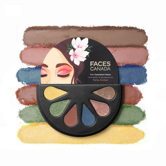 Faces Canada 6 In 1 Eyeshadow Palette - Party Animal - 6 gm