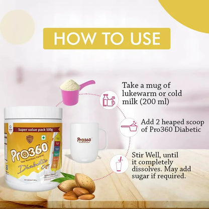 Pro360 Diabetic Care Protein Powder - 500 gm