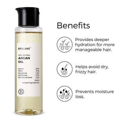 Brillare Argan Hair Oil with the Goodness of Olive oil & Sunflower Oil - 100 ml