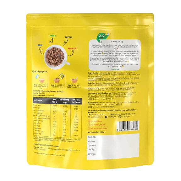 Little Joys Millet Choco Crunch Breakfast Cereal for Kids Made with Ragi, Jowar, Foxtail & Red Rice - 250 gm