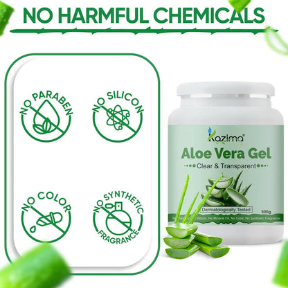Kazima Pure Aloe Vera Gel For Hair, Acne, Scars, Dark Circles & Sunburn - 500 gm