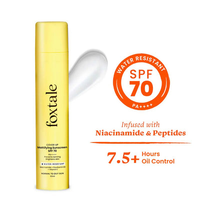 Foxtale SPF 70 Gel-Cream Sunscreen for Oily Skin with PA++++ & Niacinamide - 15 ml