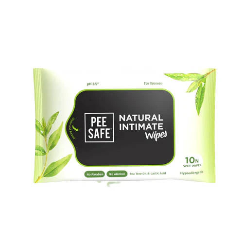 Pee Safe Natural Intimate Wipes - 10 wipes