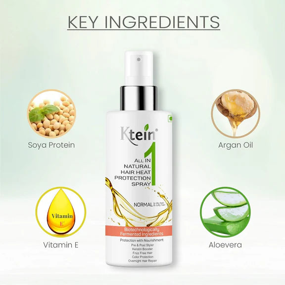 Ktein All in 1 Natural Hair Heat Protection Spray with Fermented Argan Oil - 100 ml
