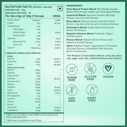 Wellbeing Nutrition Superfood Plant Protein-French Vanilla Caramel - 500 gm