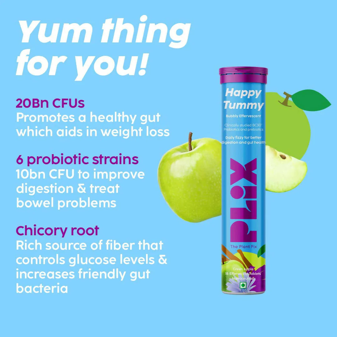 PLIX The Plant Fix Happy Tummy Pre+Probiotic Effervescent Tablets
