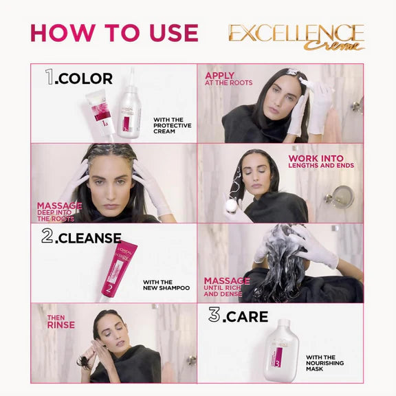 L'Oreal Paris Excellence Creme Hair Color, 4 Natural Brown - 72ml+100g