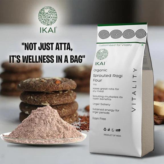 IKAI Organic Sprouted Finger Millet/Ragi Atta - 450 gm