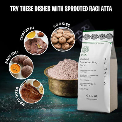 IKAI Organic Sprouted Finger Millet/Ragi Atta - 450 gm