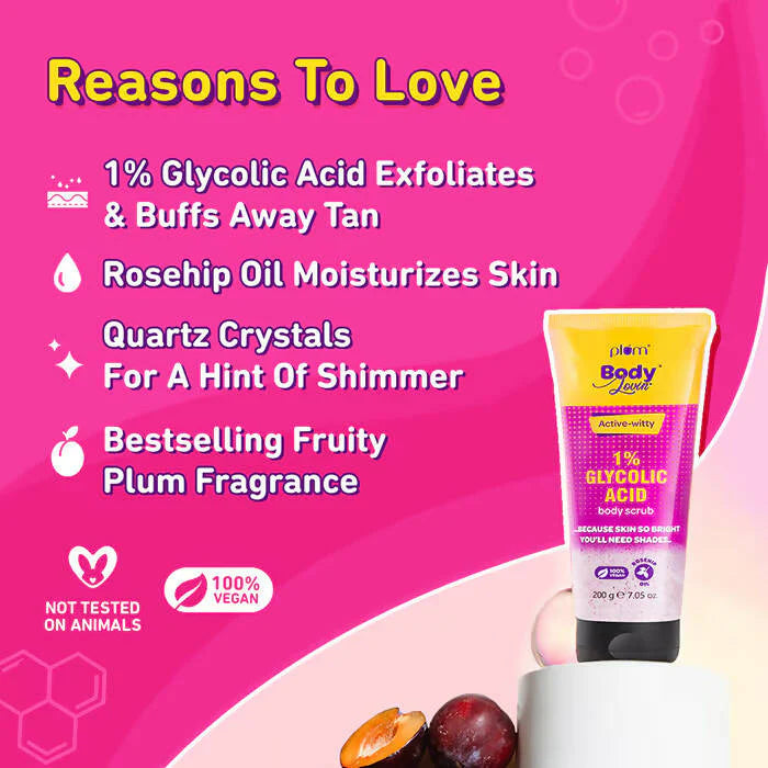 Plum BodyLovin Active-witty 1% Glycolic Acid Body Scrub - 200 gm