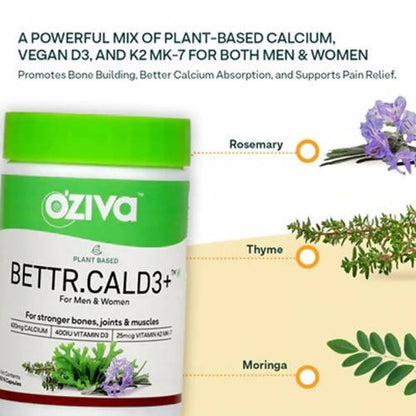 OZiva Plant Based Bettr.CalD3+ Capsules For Men And Women -60 Caps