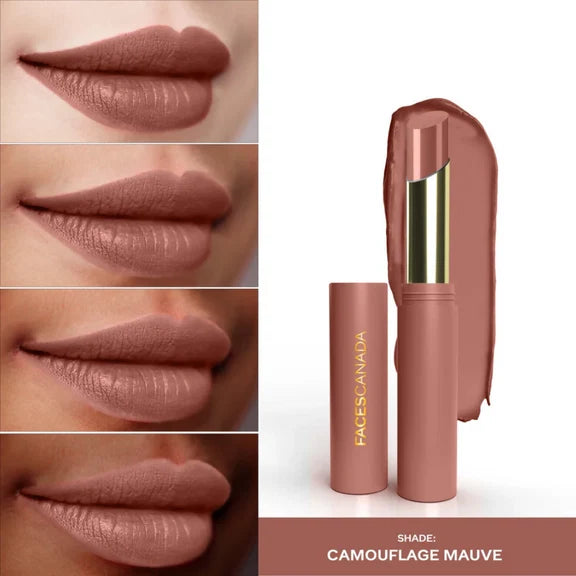 Faces Canada 3 in 1 LongStay Matte Lipstick - Camouflage Mauve 07 - 2 gm