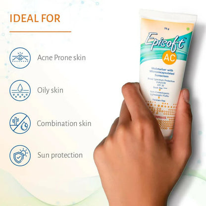 Episoft AC Moisturizer with Sunscreen, SPF 30 - 75 gm - Pack of 1