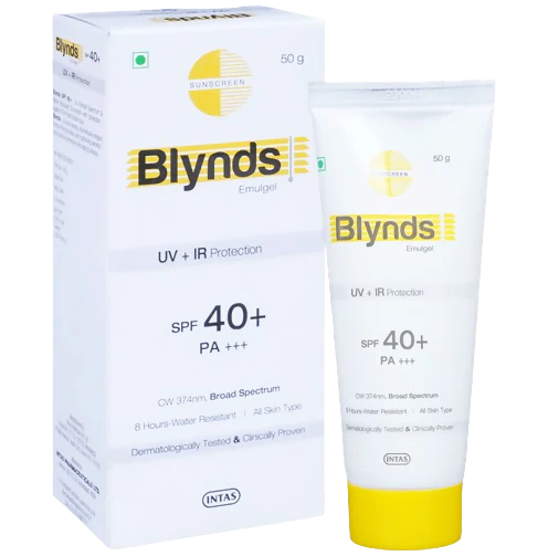 Intas Blynds Emulgel Sunscreen with UV+IR Protection SPF 40+ PA+++ & Water-Resistant - 50 gm