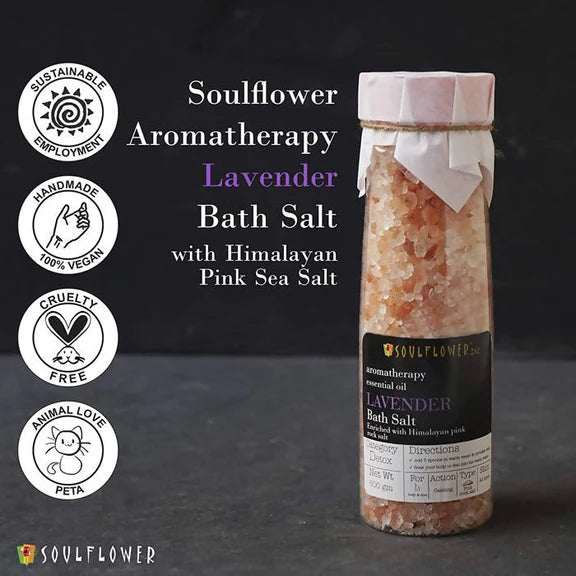 Soulflower Aromatherapy Essential Oil Lavender Bath Salt Enriched With Himalayan Pink Rock Salt