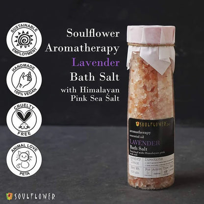Soulflower Aromatherapy Essential Oil Lavender Bath Salt Enriched With Himalayan Pink Rock Salt