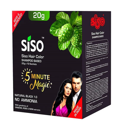 Siso Hair Color Shampoo - 10 Sachets - 20 gm