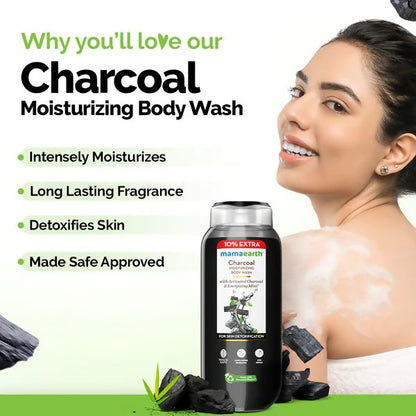 Mamaearth Charcoal Moisturizing Body Wash with Activated Charcoal & Energizing Mint for Skin