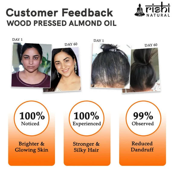 Rishi Natural Almond Oil Wood Pressed Skin And Hair - 150 ml
