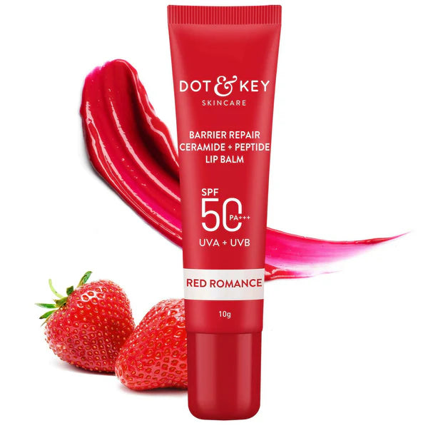 Dot & Key Barrier Repair Ceramide & Peptide SPF 50+, PA+++ Lip Balm - Red Romance - 10 gm