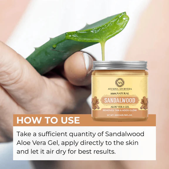 Ayusoul Ayurveda Sandalwood Aloe Vera Gel For Face & Body Skin Treatment - 200 gm