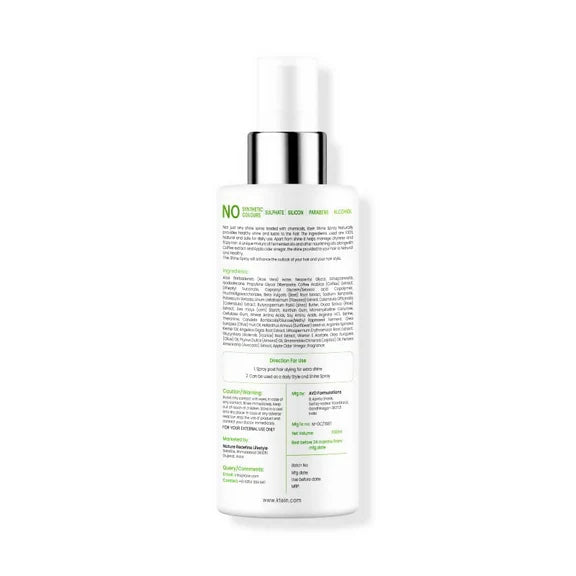 Ktein 100% Plant Based Hair Heat Protection Spray With Extra Shine Chamomile Argan And Vitamin E - 100 ml