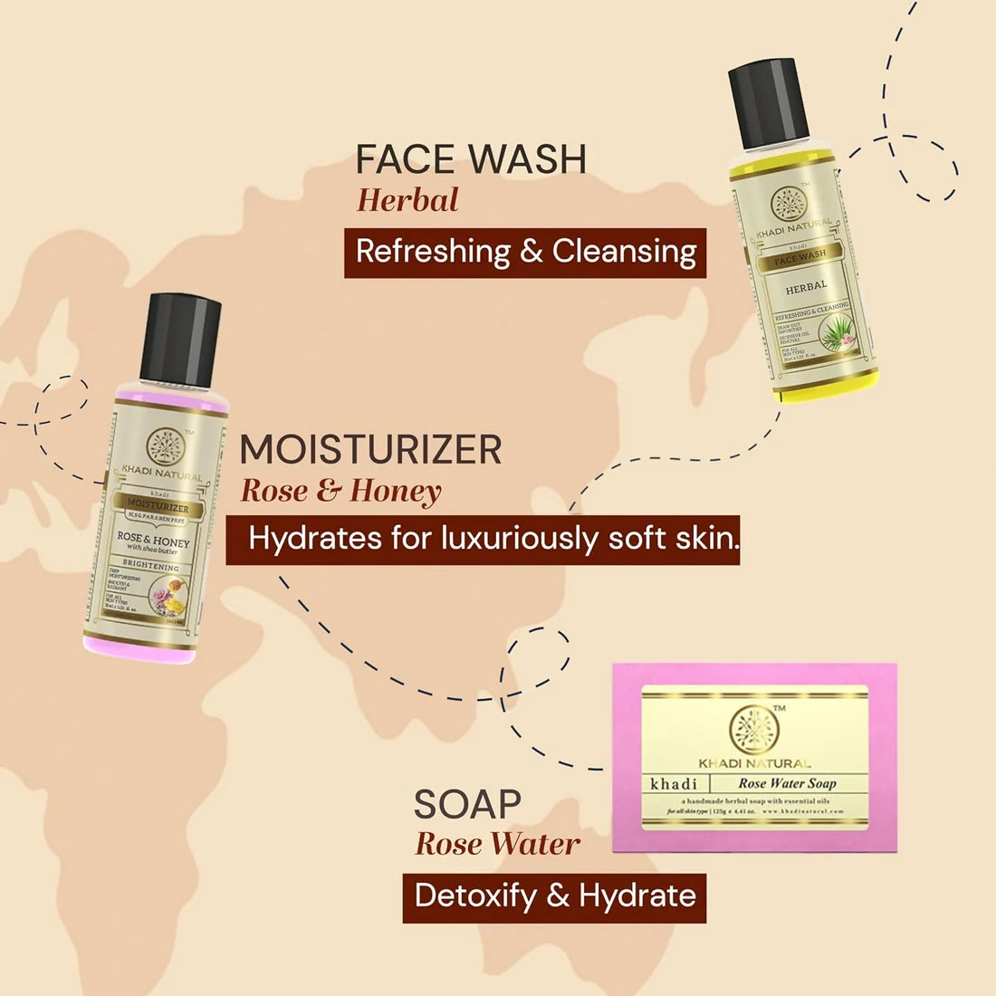 Khadi Natural Travel Kit Skincare & Haircare Essentials On-The-Go - combo
