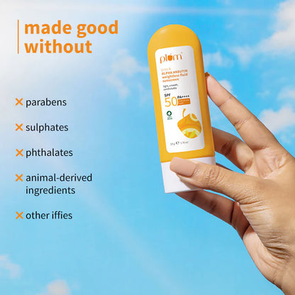 Plum Yuzu & Alpha Arbutin Weightless Fluid Sunscreen SPF 50 PA++++ - 50 gm
