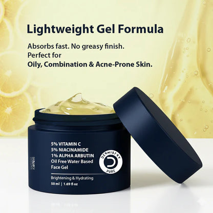 Dermistry Vitamin C Niacinamide Alpha Arbutin Oil Free Water Based Remove Tanning D Tan Detan Skin Dark Spots Removal Face Gel - 50 ml