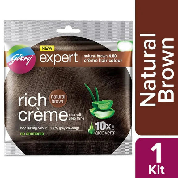 Godrej Expert Rich Creme Hair Colour - Natural Brown 4.00 (Pack of 4) - Pack of 4