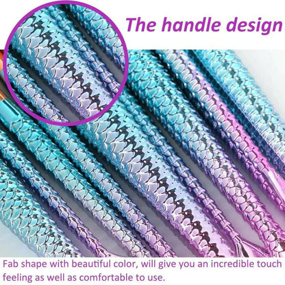 Favon Pack of 4 Professional Mermaid Shaped Makeup Brushes - Combo