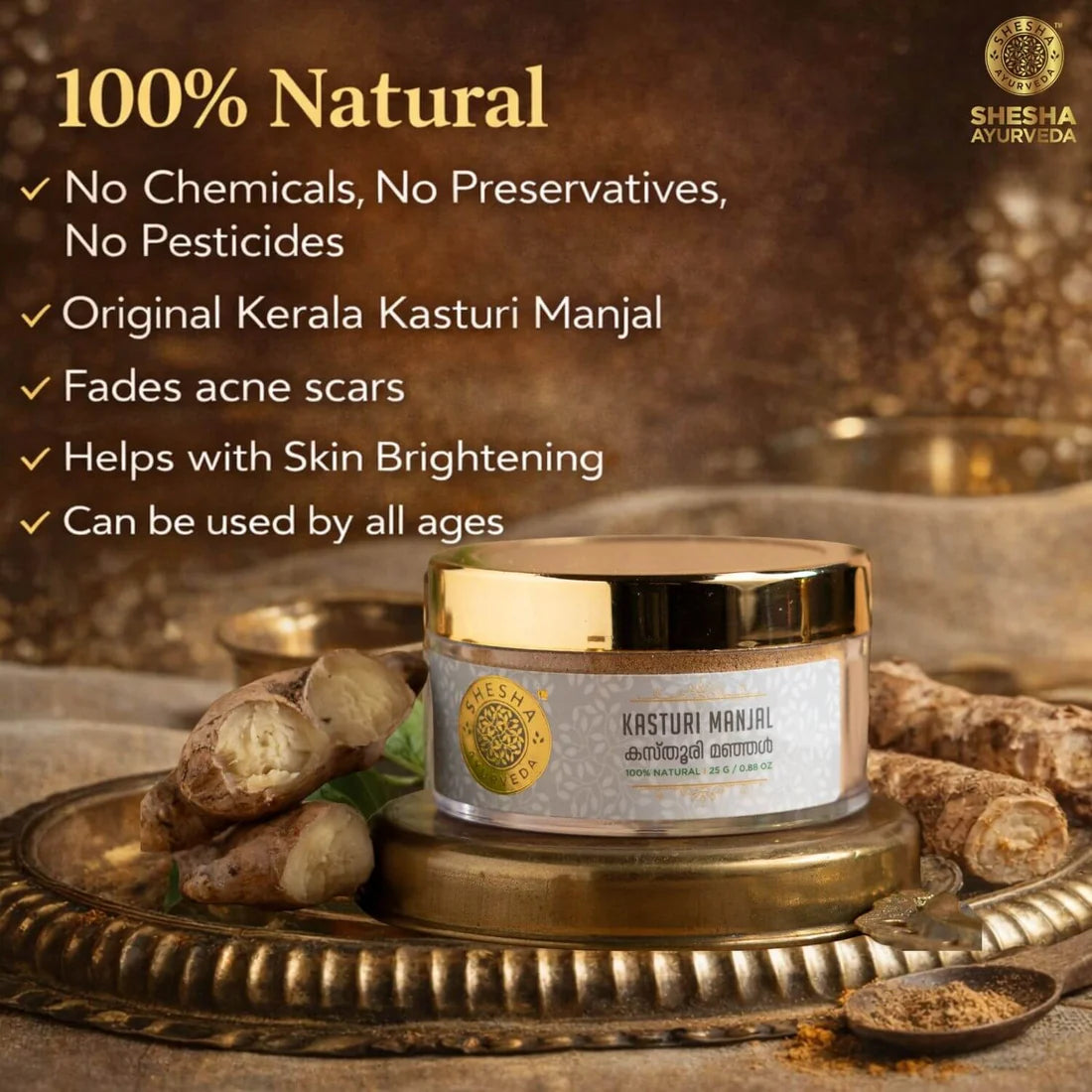 Kasturi Manjal (Musk Turmeric Powder) Skin Brightening & Tan Removal Face Pack for All Skin Type 25Gs