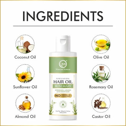 Nuerma Science Rosemary Hair Oil for Stronger Longer & Thicker Hair - 200 ml