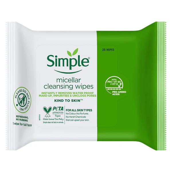 Simple Kind To Skin Micellar Cleansing Wipes - 25 wipes