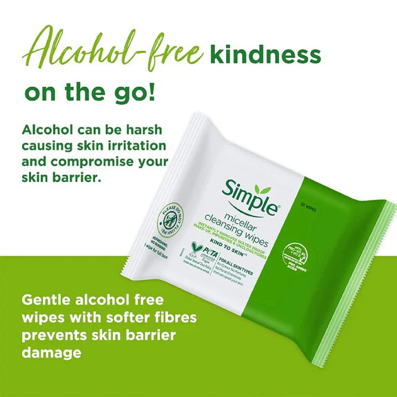 Simple Kind To Skin Micellar Cleansing Wipes - 25 wipes