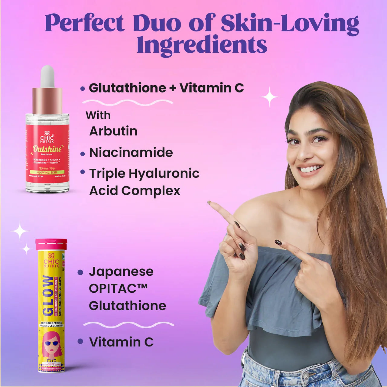 Chicnutrix Everyday Glow Combo - Glow & Outshine, Glutathione & Korean Brightening Serum