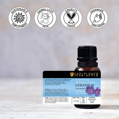 Soulflower Aromatherapy Pure & Natural Geranium Essential Oil