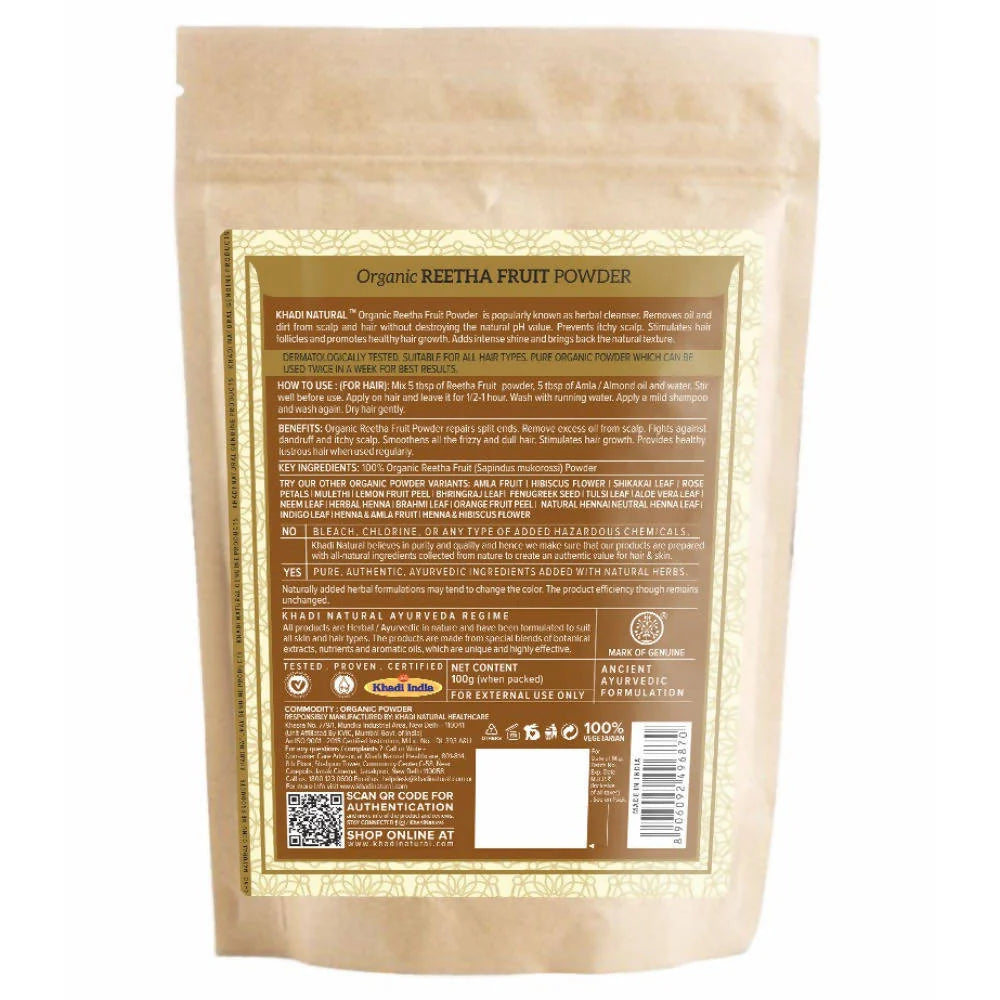 Khadi Natural Organic Reetha Fruit Powder - 100 gm