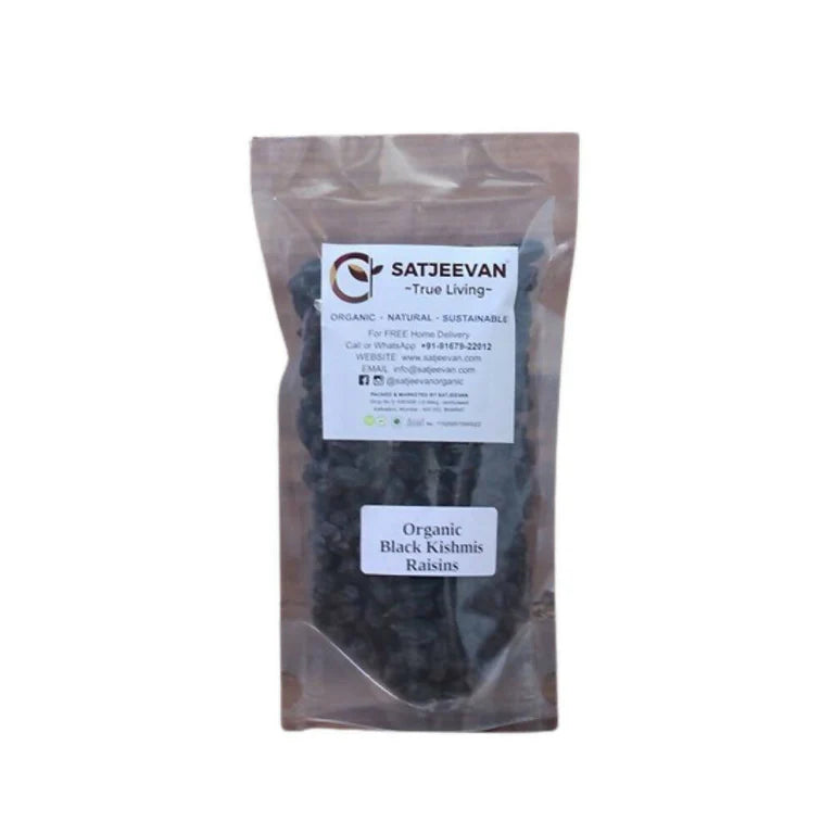 Satjeevan Organic Black Kishmis Raisins - 200 gm