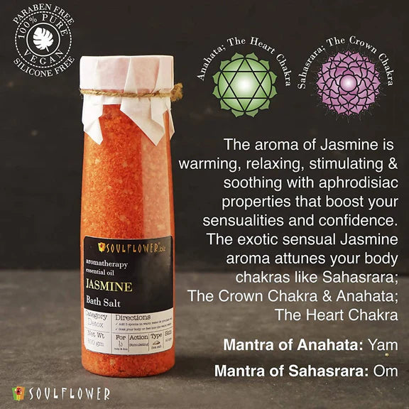 Soulflower Aromatherapy Essential Oil Jasmine Bath Salt - 500 gm