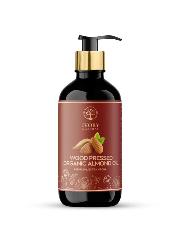 Ivory Natural Wood Pressed Organic Almond Oil , Premium Extra Virgin Oil - For Radiant Skin, Hair Wellness - 175 ml
